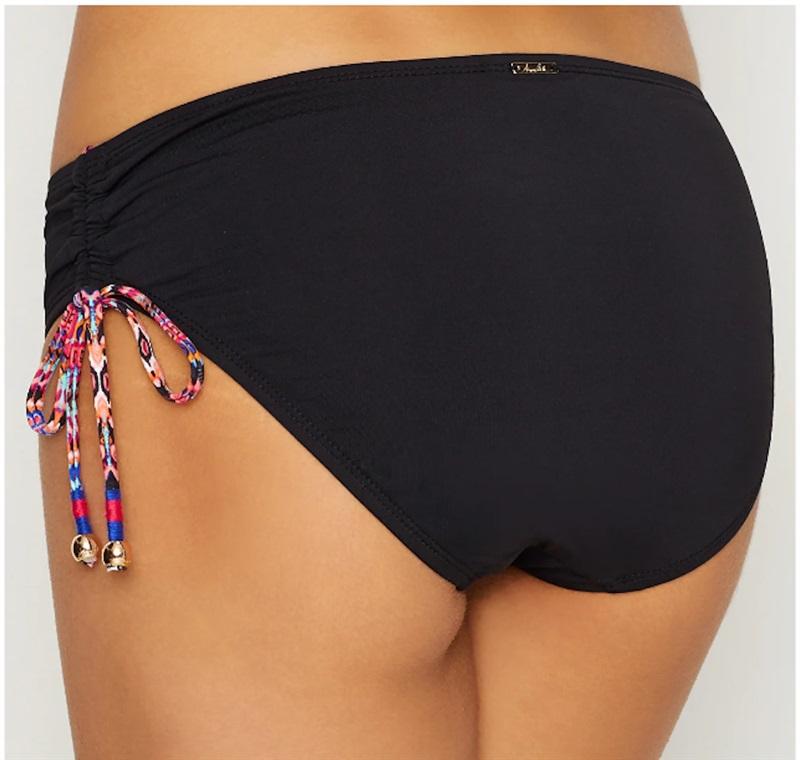 NWT Anne Cole M Stevie Stripe Side Tie Bikini Bottom Black #86353