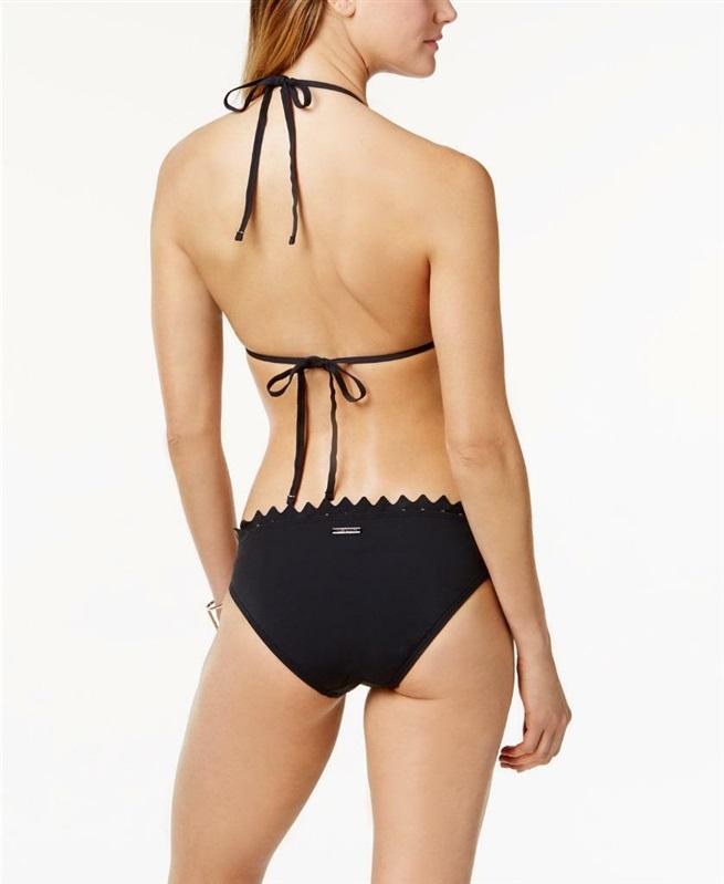 NWT Vince Camuto L Sea Scallops Triangle Bikini Top Black 86363
