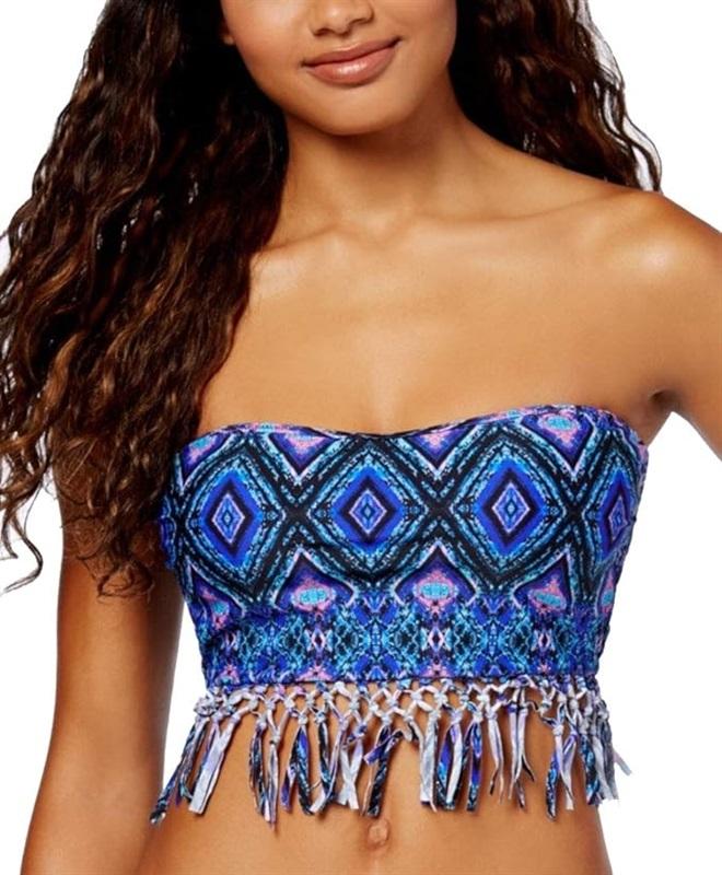 NWT Raisins S In Your Dreams Bali Fringe Bandeau Bikini Top Swimsuit 86367