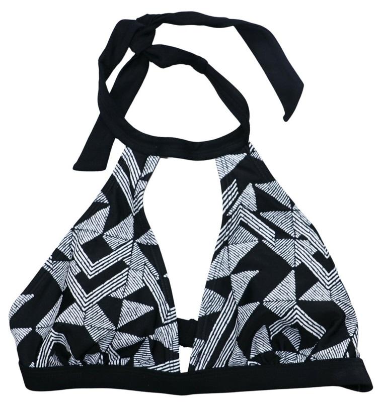 NWT Hula Honey XL Black White Maze Muse Choker Cropped Bikini Top #86400