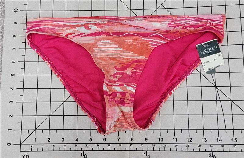 NWT Ralph Lauren 6 Calypso Ikat Print Hipster Swim Bottom Pink Coral 86593