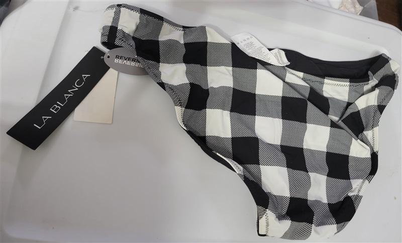 NWT La Blanca 16 Black/White Reversible Tres Chic Bikini Bottom Gingham 86611