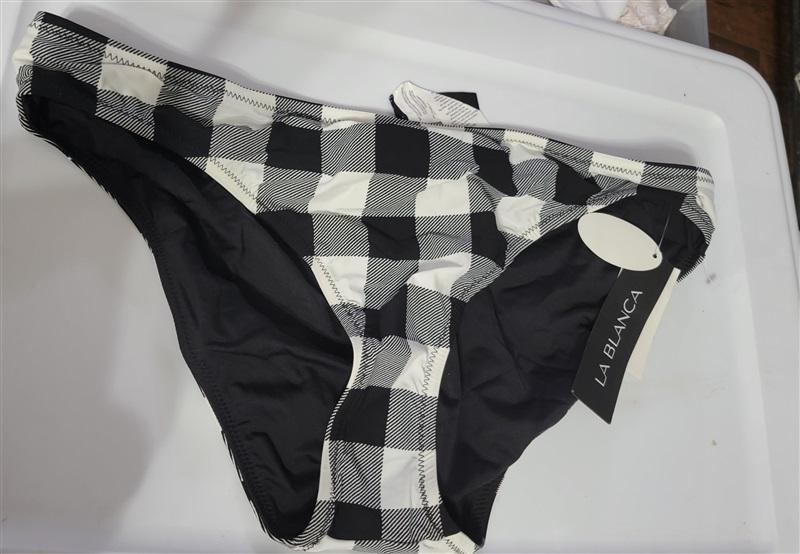 NWT La Blanca 16 Black/White Reversible Tres Chic Bikini Bottom Gingham 86611