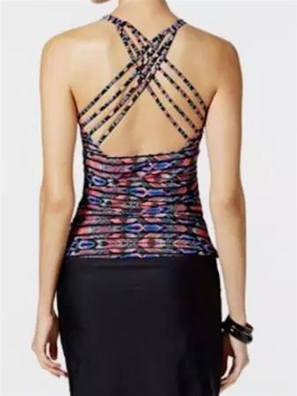 NWT Island Escape 6 Aloha Tribal Print Tankini Swim Top #86777