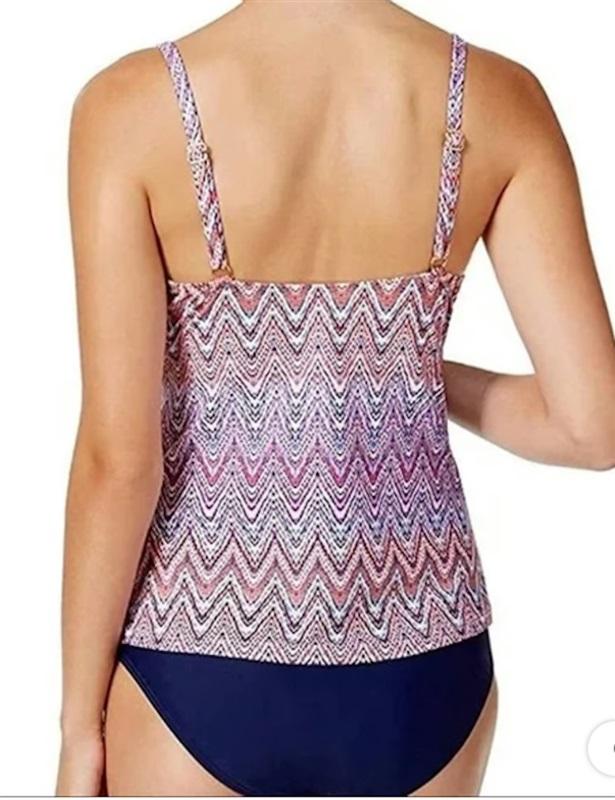 NWT Island Escape 6 Aloha Gemini Tribal Chevron Print Tankini Swim Top #86782