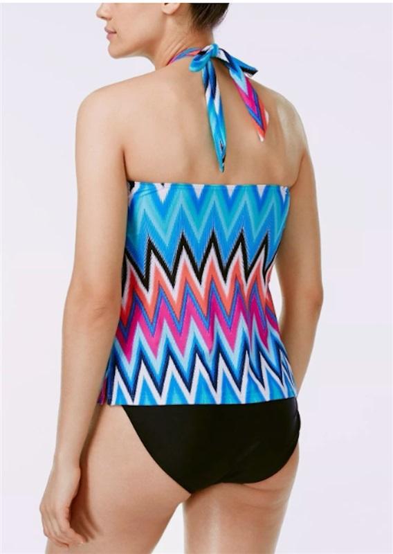 NWOT Island Escape 10 Chevron Crush Printed Halter Tankini #86800