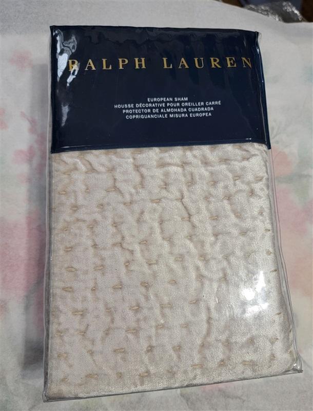 NWT Ralph Lauren Dover Street Norris Velvet Euro Pillow Sham Pearl Gray #86924