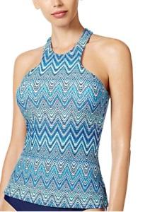 NWT Island Escape 12 ST Martin High-Neck Swim Tankini Top Blue #87217