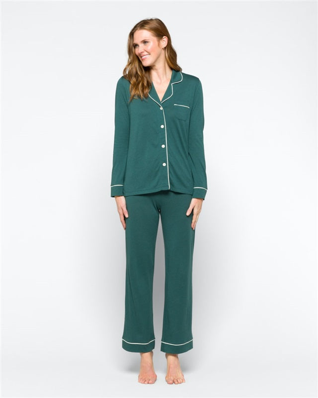 New Cosabella 2pc Plus Size Faye Pajama Set Top Bottom 1X Teal Green #87850