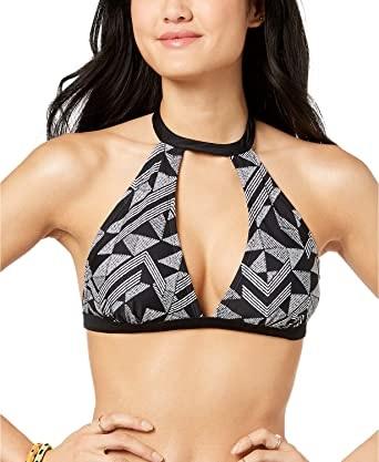 NWT Hula Honey S Black White Maze Muse Choker Cropped Bikini Top #87929