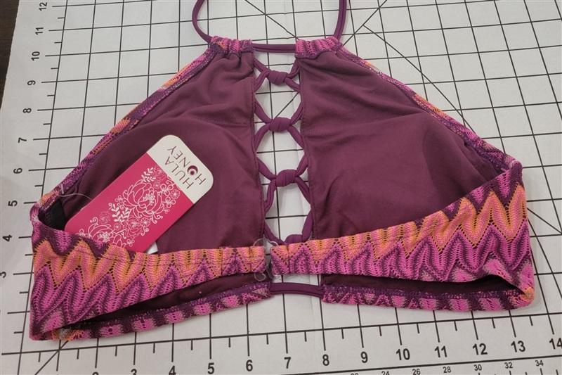 NWT Hula Honey Peacock Festival 3273JTT0573 M Multi Crochet Bikini Swim Top88126