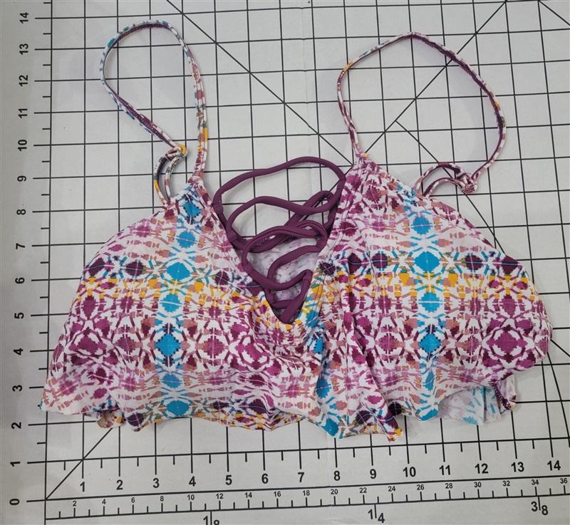 NWT Hula Honey Strappy Flounce Lace Up Bikini Swim Top #88270