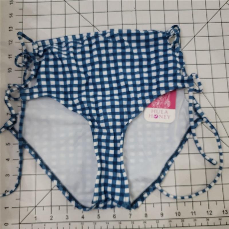 NWT Hula Honey S Picnic Gingham High-Waist Lace-Up Bikini Swim Bottoms #88308