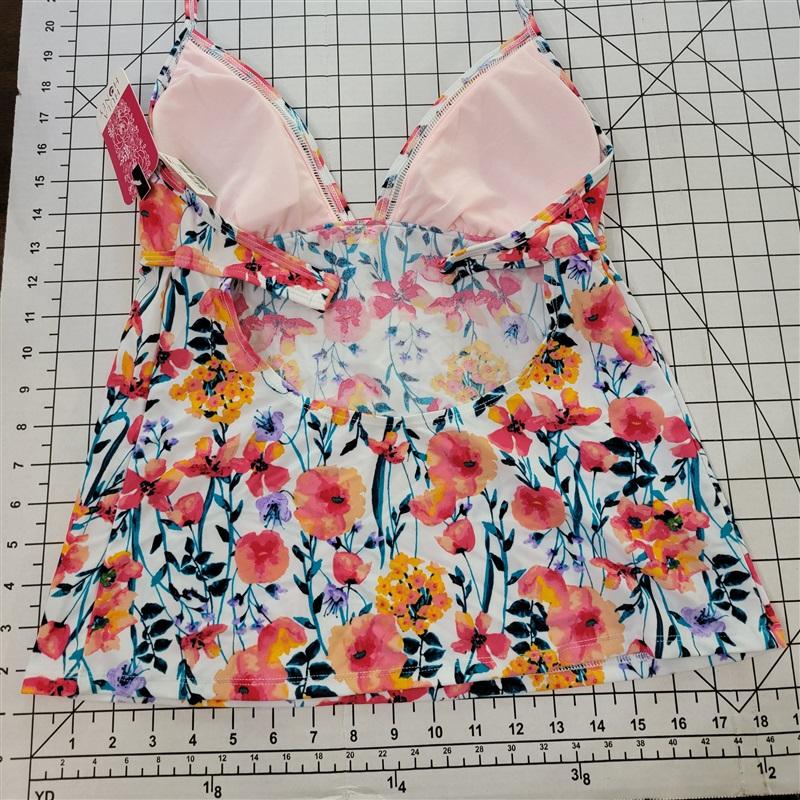 NWOT Hula Honey L Such a Fleury Poppy floral Tankini Swim Top 89393
