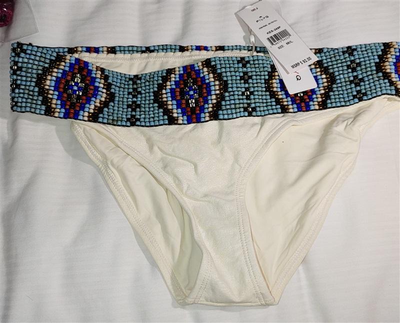 NWT Pilyq Keshi Pearl Beaded Belted Bikini Bottom XS/S 90115