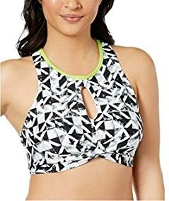 NWT GO GOSSIP L Geometric Maze Cut-out Bikini Swim Top 90262
