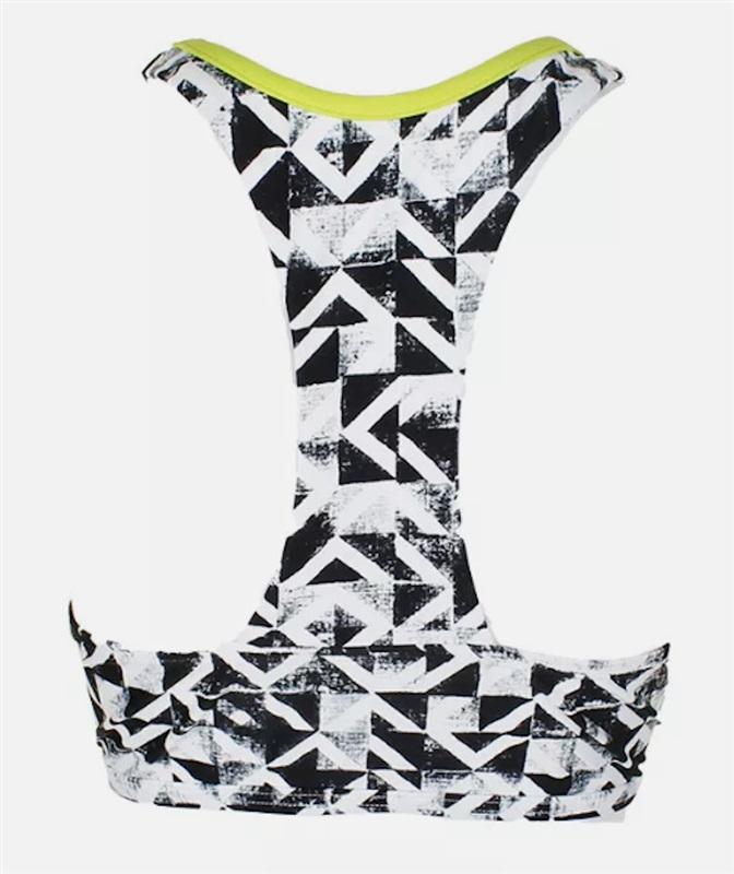 NWT GO GOSSIP L Geometric Maze Cut-out Bikini Swim Top 90262