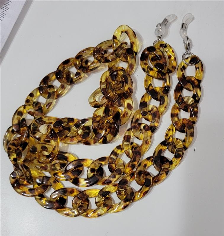 Corinne McCormack Eye Glasses Tortoise Thick Chunky Translucent Chain #90414