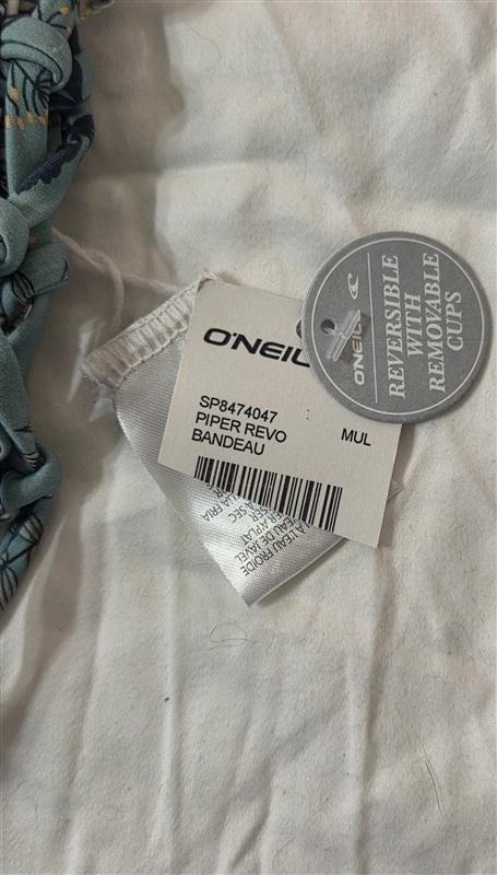 NWT O'Neill Sage & White L Piper Reversible Bandeau Bikini Swimsuit Top #92070