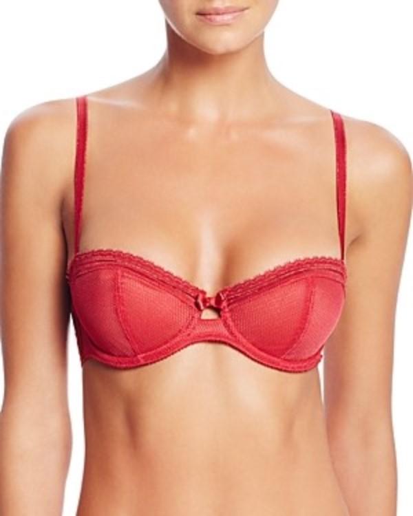 NEW Chantelle 36C Parisian Demi Mesh Multi Part Cup Bra 1475 Red Glitter #92790