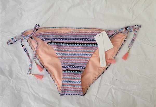 NWT Ninety Five Ocean M Front Side-Ties Cheeky Stripe Bikini Swim Bottoms #93403
