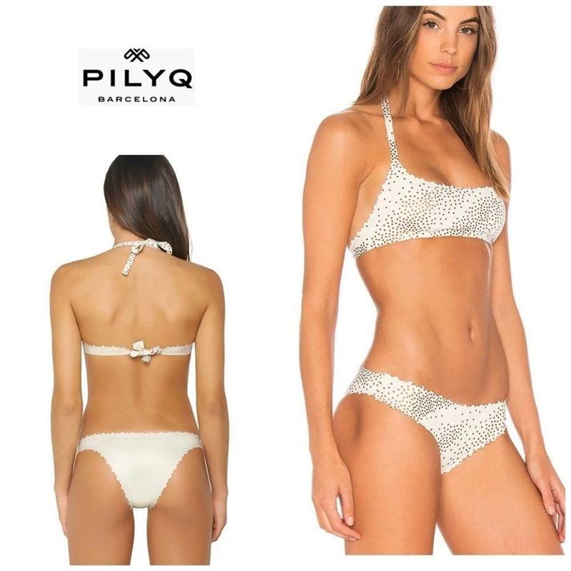 NWT Pilyq M City Of Stars Scoop Neck Halter Bikini Swim Set #94295