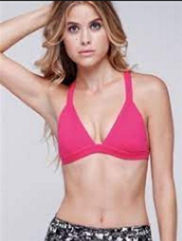 NWT Kos USA L High Performance Cross Back Dance Sports Bra 8210 Pink #96447