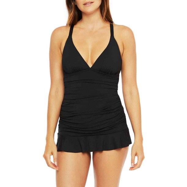 NWT La Blanca 4 Island Goddess Skirted Lace Back One-Piece Swimsuit 97026