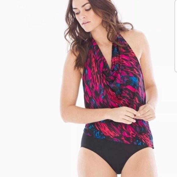 NWT Soma Swim 12 Cowl Neck 1 PC Swimsuit Black 97788