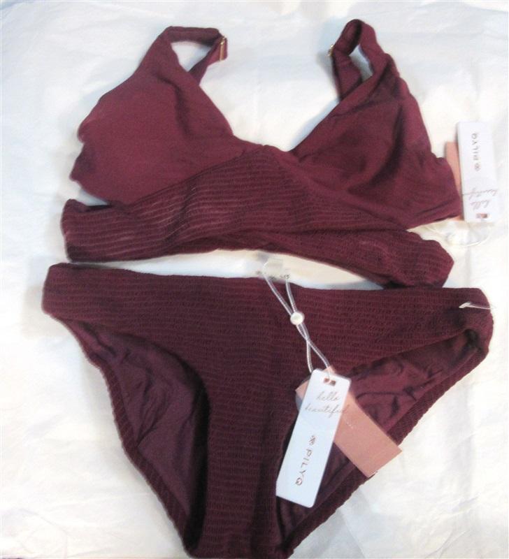 NWT Pilyq M Vino Tri Mix Up Smocked Full Bikini Swim Set 98490
