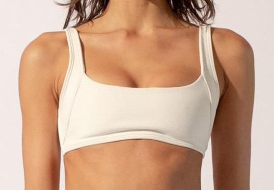 NWT Suboo Kaia Square M White Textured Halter Bikini Swim Top #99428