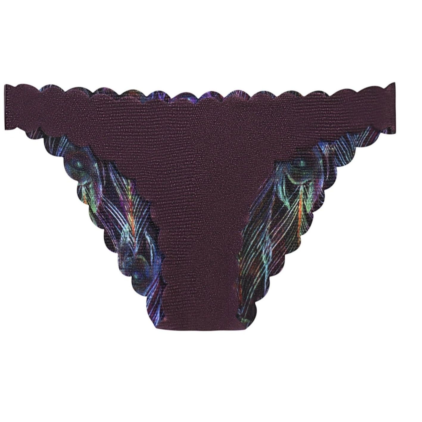 NWT Pilyq Plume L Reversible Peacock Print Bikini Swim Bottoms #97994