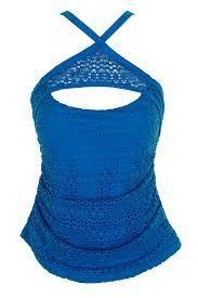 NWT Island Escape 8 Aloha Lost Sea Tankini Lace Crochet Halter Swim Blue 87141