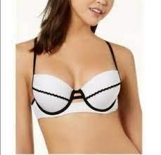 NWT Hula Honey S Rick Rack Roll Push-Up S Black & White Swim Top #87934