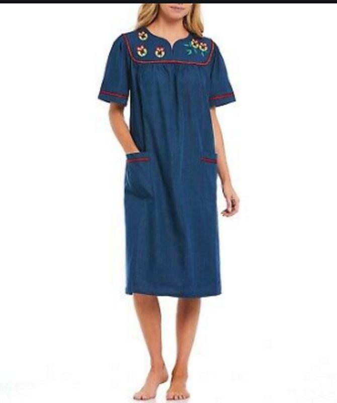 NEW Go Softly M Patio Dress Kaftan Denim Embroidery Owls #77065