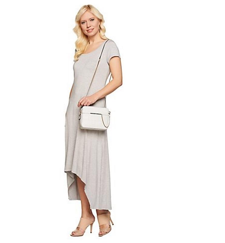 NWt H by Halston Hi-Low Hem Maxi Dress Scoop Neck Gray Medium #73789