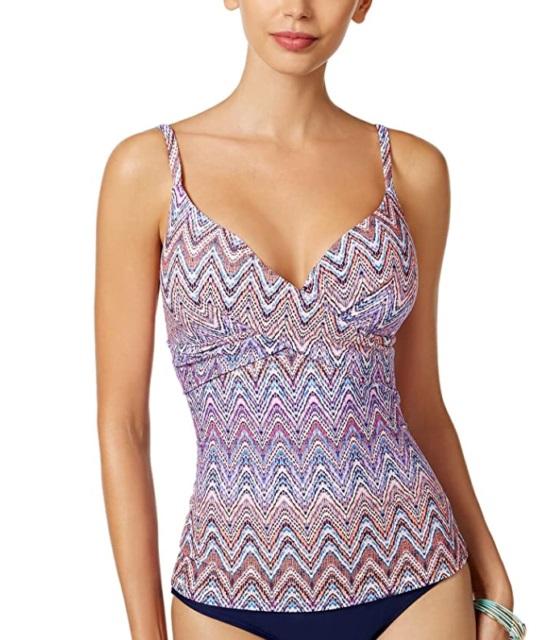 NWT Island Escape 6 Aloha Gemini Tribal Chevron Print Tankini Swim Top #86782