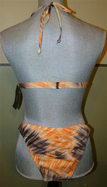 NEW BCBG Max Azria M Bikini Hawaiian Tye Dye Halter Top Bottom Orange 100100