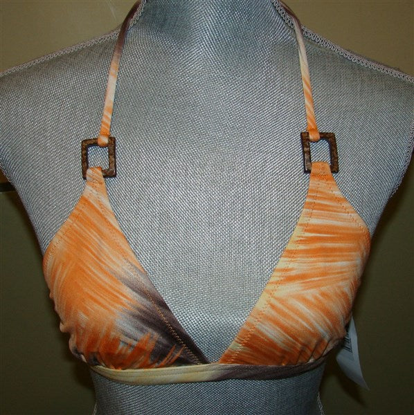 NEW BCBG Max Azria M Bikini Hawaiian Tye Dye Halter Top Bottom Orange 100100