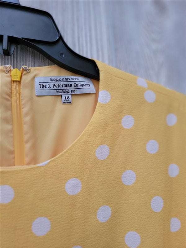 NWOT J Peterman 18 Yellow Polka Dot Dress