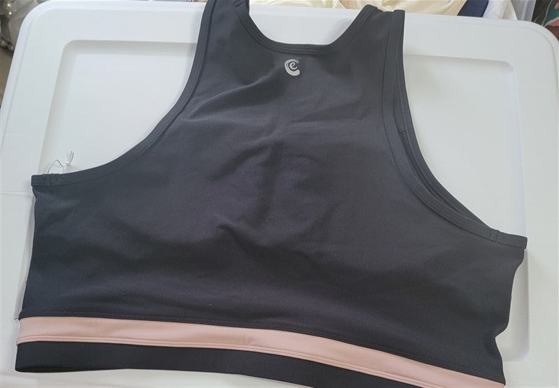 NWOT Calme Johnny Was Criss Cross Sports Bra Sz SM Black Pink 100284
