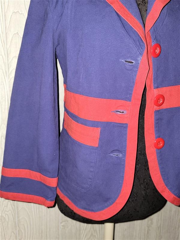 NWT Anthropology Tulle M Navy Blue & Red Trim Blazer Jacket 100318