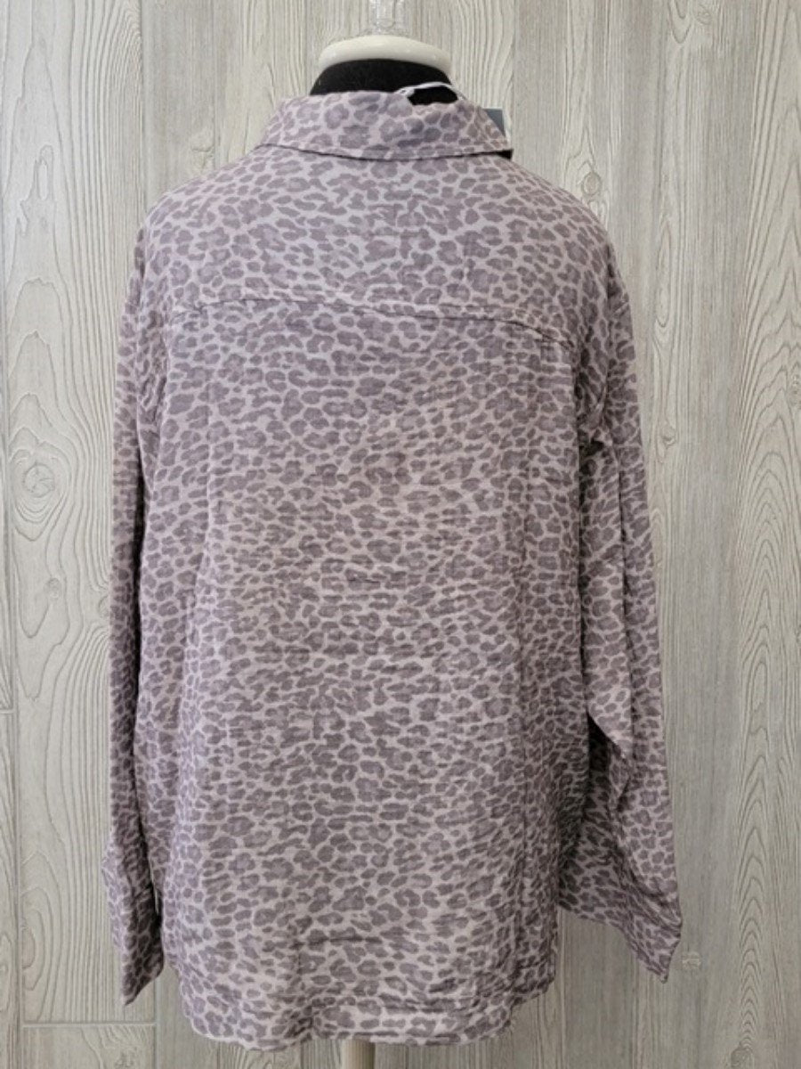 NWT Calme Johnny Was Double Pocket Shacket Button up Shirt Jacket Cheetah 100321