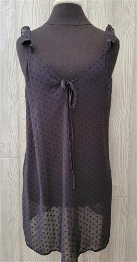 NWT Chelsea28 M Black Sheer Swiss Dot Chemise Nightgown 100332
