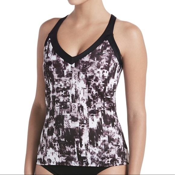 NWT Nike Blue Fire S Tie-Dye Cross-Back V-Neck Tankini Swim Top #101708