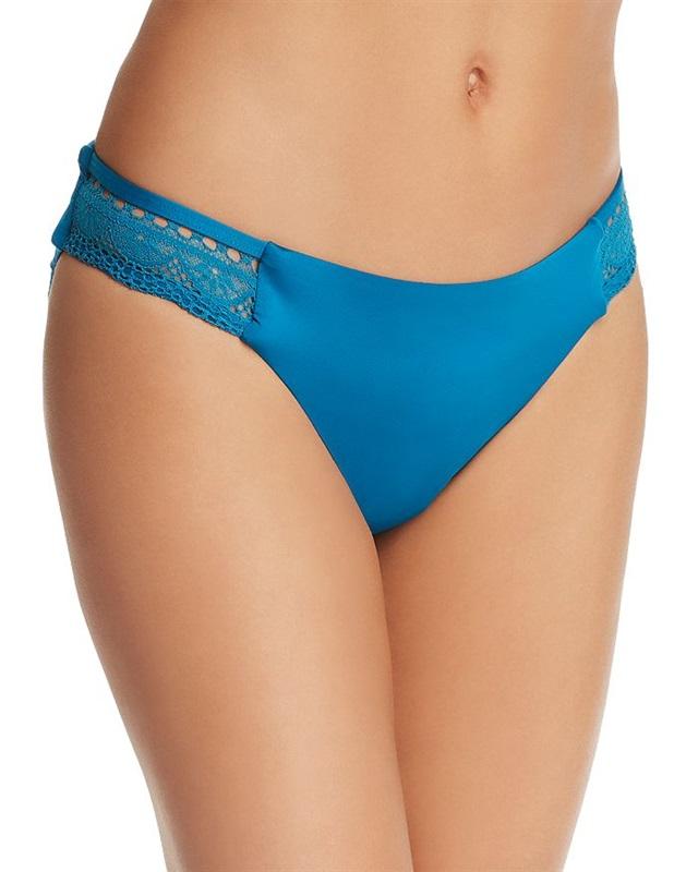 NWT Laundry By Shelli Segal Deep Teal M Solid Crochet Bikini Swim Bottom #102899