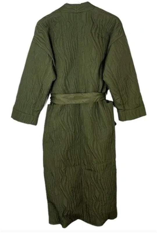 NWT Calme by Johnny Was XL Ava Quilted Robe Coat Olive Green 106285