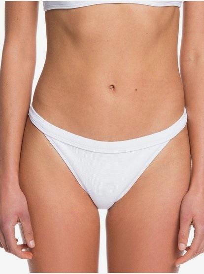 NWT Roxy Beach Solids S White Ribbed Cheeky Bikini Swim Bottom #106394