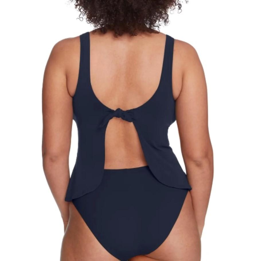 NWT Robin Piccone Ava S Navy Front Knot Keyhole Bikini Swim Top #99871