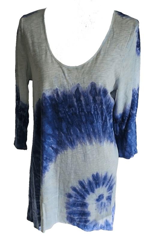 Soft Surroundings PL Tie Dye Green Blue Pull Over Tunic 110150